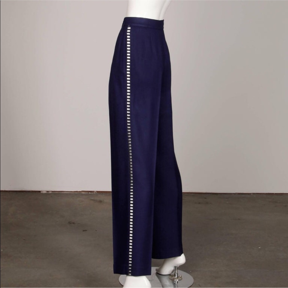 Thierry Mugler Cut Out High Waist Pants in Navy 36